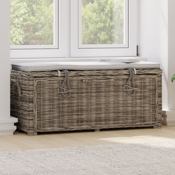 Bayou Breeze Wicker Flip Top Storage Bench Wayfair